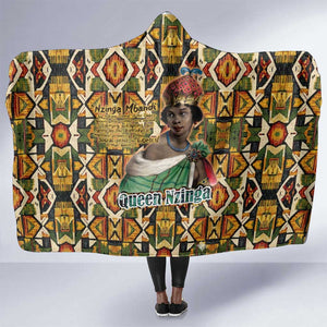 Queen Nzinga Hooded Blanket Mbandi Traditional Regal Portrait Empowerment Quote African Female Leadership - African Pride