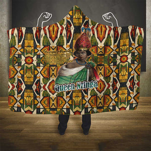 Queen Nzinga Hooded Blanket Mbandi Traditional Regal Portrait Empowerment Quote African Female Leadership - African Pride