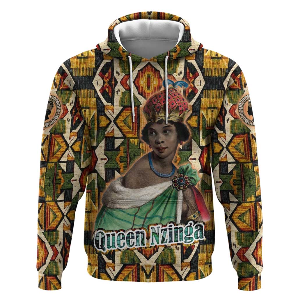 Queen Nzinga Hoodie Mbandi Traditional Regal Portrait Empowerment Quote African Female Leadership - African Pride