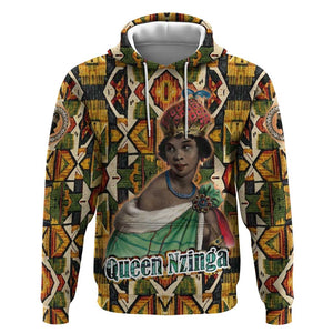 Queen Nzinga Hoodie Mbandi Traditional Regal Portrait Empowerment Quote African Female Leadership - African Pride