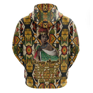 Queen Nzinga Hoodie Mbandi Traditional Regal Portrait Empowerment Quote African Female Leadership - African Pride