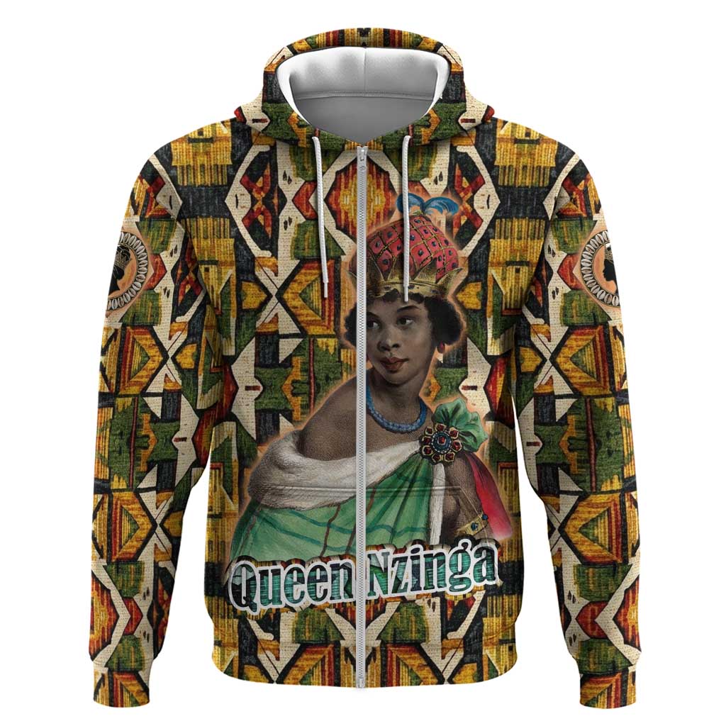 Queen Nzinga Hoodie Mbandi Traditional Regal Portrait Empowerment Quote African Female Leadership - African Pride