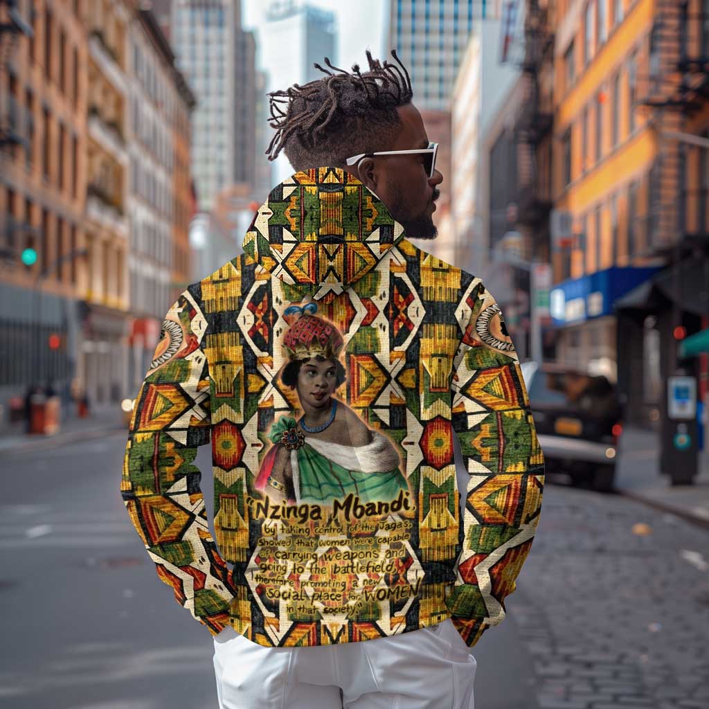 Queen Nzinga Hoodie Mbandi Traditional Regal Portrait Empowerment Quote African Female Leadership - African Pride