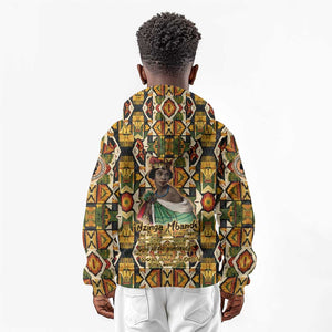 Queen Nzinga Kid Hoodie Mbandi Traditional Regal Portrait Empowerment Quote African Female Leadership - African Pride