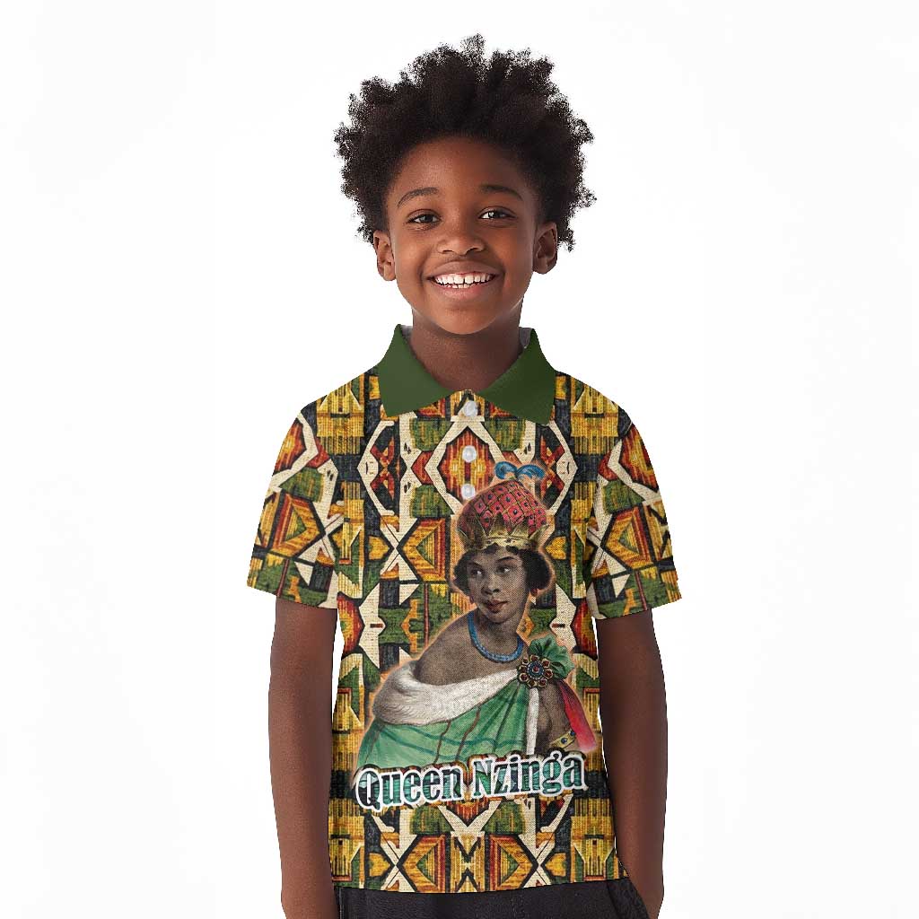 Queen Nzinga Kid Polo Shirt Mbandi Traditional Regal Portrait Empowerment Quote African Female Leadership - African Pride