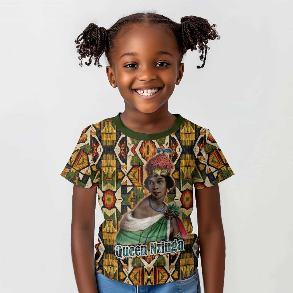 Queen Nzinga Kid T shirt Mbandi Traditional Regal Portrait Empowerment Quote African Female Leadership - African Pride