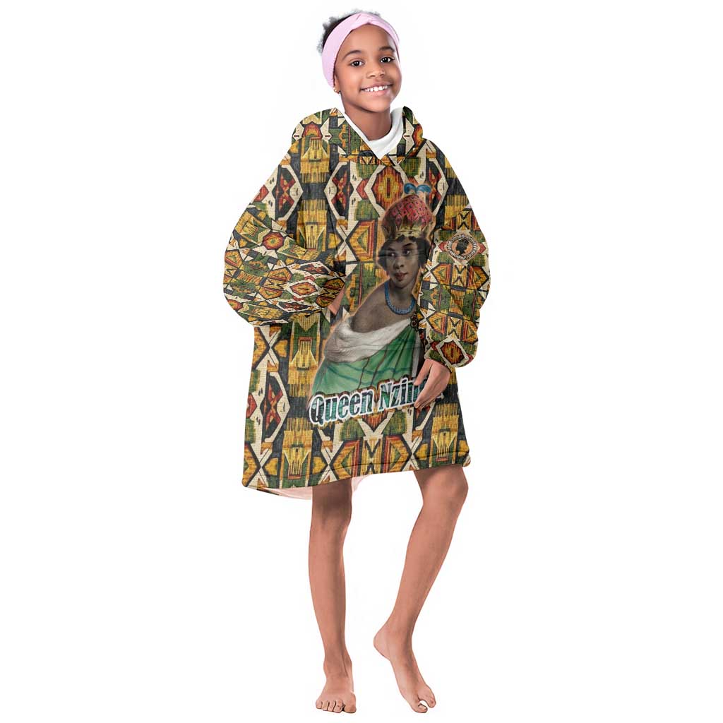Queen Nzinga Kid Wearable Blanket Hoodie Mbandi Traditional Regal Portrait Empowerment Quote African Female Leadership - African Pride