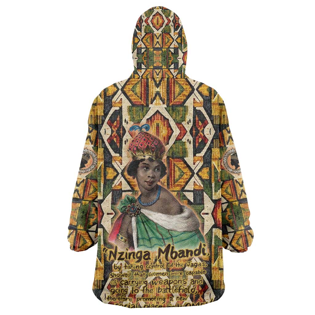 Queen Nzinga Kid Wearable Blanket Hoodie Mbandi Traditional Regal Portrait Empowerment Quote African Female Leadership - African Pride