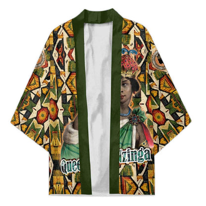 Queen Nzinga Kimono Mbandi Traditional Regal Portrait Empowerment Quote African Female Leadership - African Pride