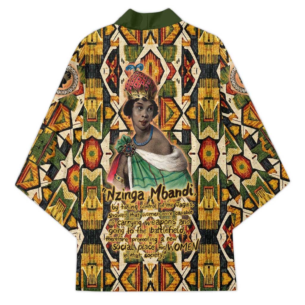 Queen Nzinga Kimono Mbandi Traditional Regal Portrait Empowerment Quote African Female Leadership - African Pride