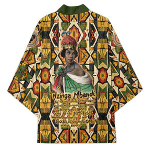 Queen Nzinga Kimono Mbandi Traditional Regal Portrait Empowerment Quote African Female Leadership - African Pride