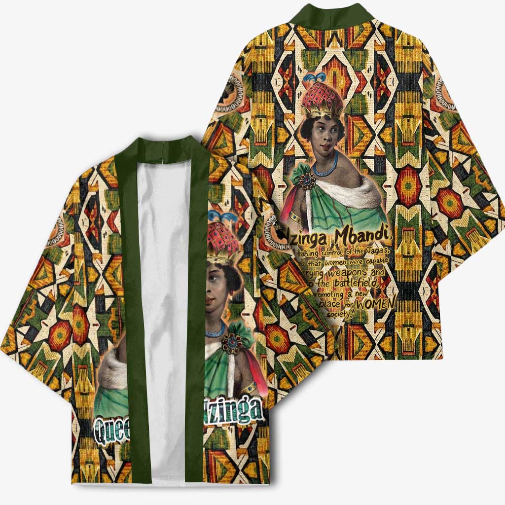Queen Nzinga Kimono Mbandi Traditional Regal Portrait Empowerment Quote African Female Leadership - African Pride