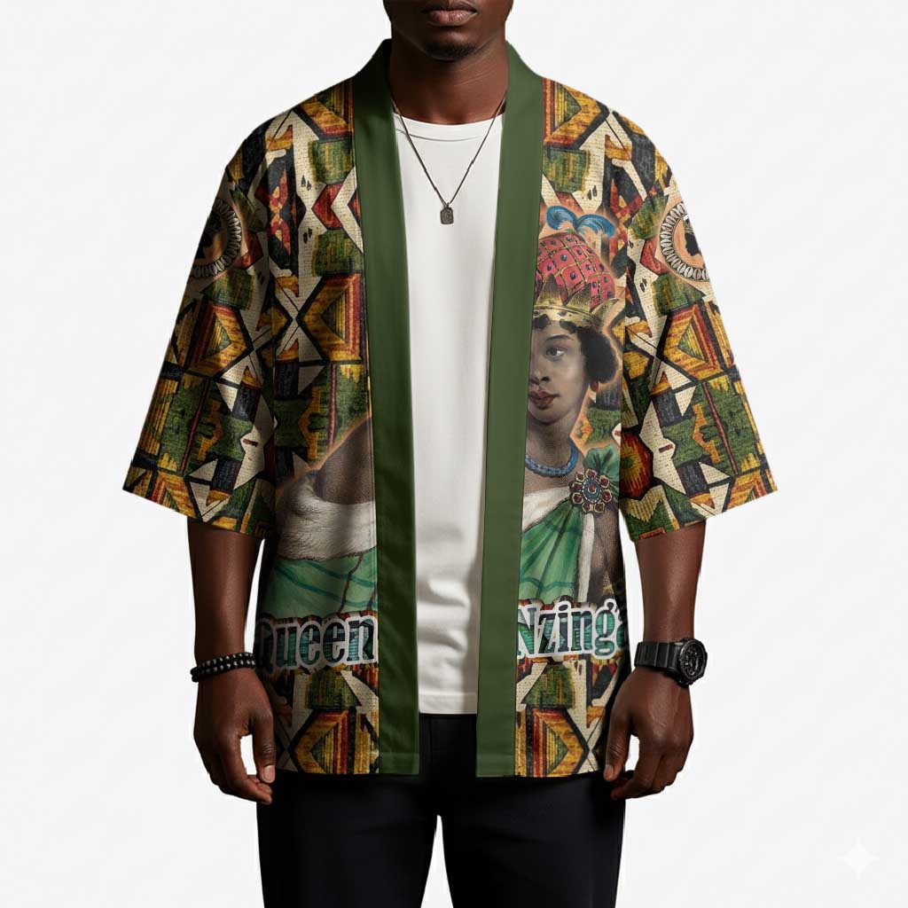 Queen Nzinga Kimono Mbandi Traditional Regal Portrait Empowerment Quote African Female Leadership - African Pride