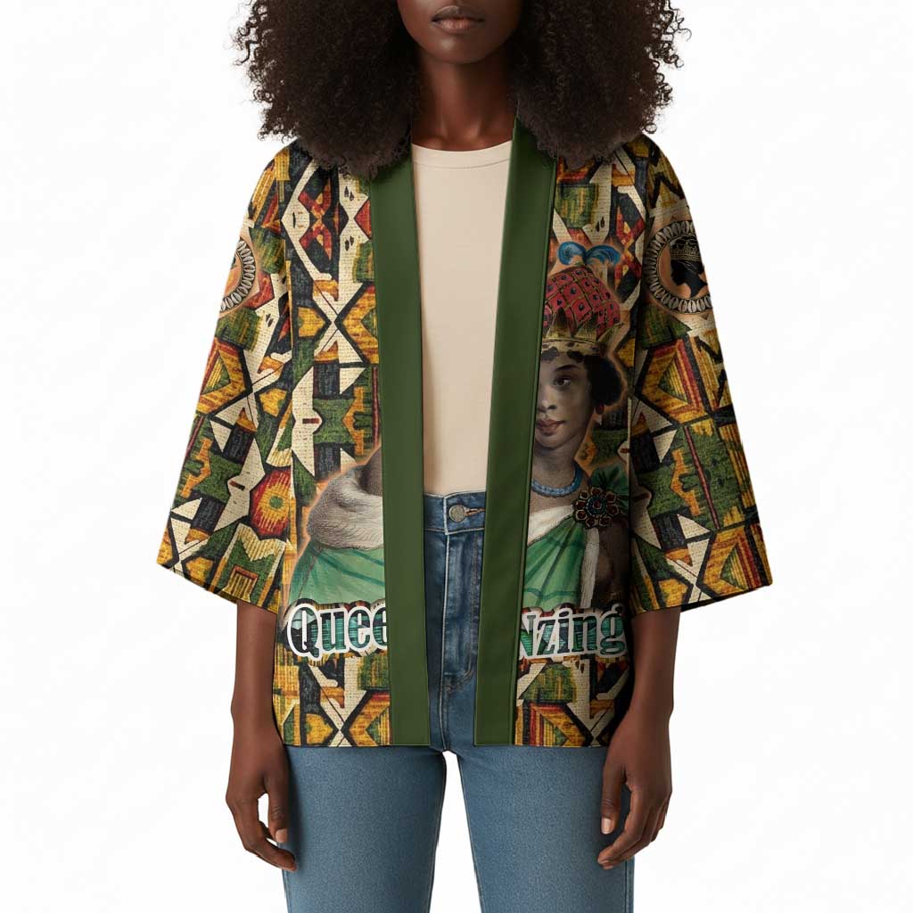 Queen Nzinga Kimono Mbandi Traditional Regal Portrait Empowerment Quote African Female Leadership - African Pride