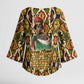 Queen Nzinga Kimono Sleeve Blouse Mbandi Traditional Regal Portrait Empowerment Quote African Female Leadership - African Pride