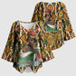Queen Nzinga Kimono Sleeve Blouse Mbandi Traditional Regal Portrait Empowerment Quote African Female Leadership - African Pride