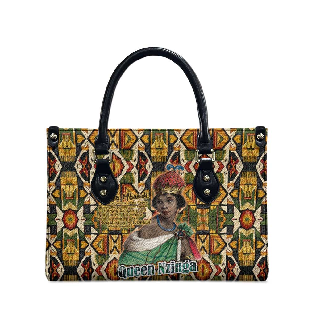 Queen Nzinga Leather Bag Mbandi Traditional Regal Portrait Empowerment Quote African Female Leadership - African Pride