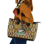Queen Nzinga Leather Tote Bag Mbandi Traditional Regal Portrait Empowerment Quote African Female Leadership - African Pride