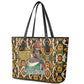 Queen Nzinga Leather Tote Bag Mbandi Traditional Regal Portrait Empowerment Quote African Female Leadership - African Pride