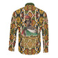 Queen Nzinga Long Sleeve Button Shirt Mbandi Traditional Regal Portrait Empowerment Quote African Female Leadership - African Pride
