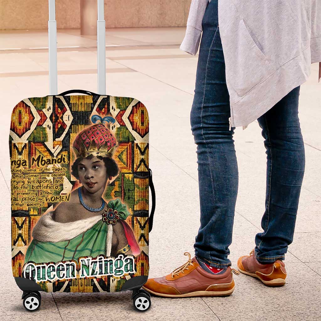 Queen Nzinga Luggage Cover Mbandi Traditional Regal Portrait Empowerment Quote African Female Leadership - African Pride