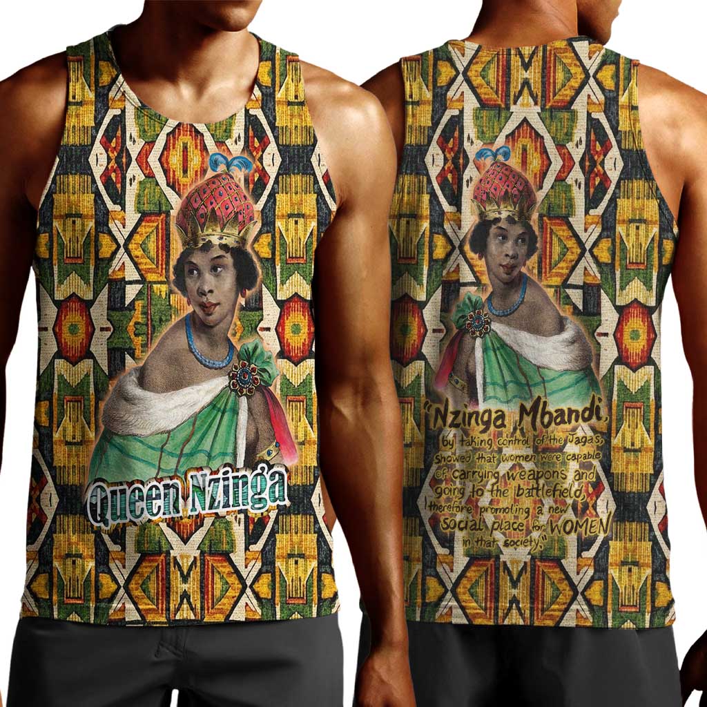 Queen Nzinga Men Tank Top Mbandi Traditional Regal Portrait Empowerment Quote African Female Leadership - African Pride