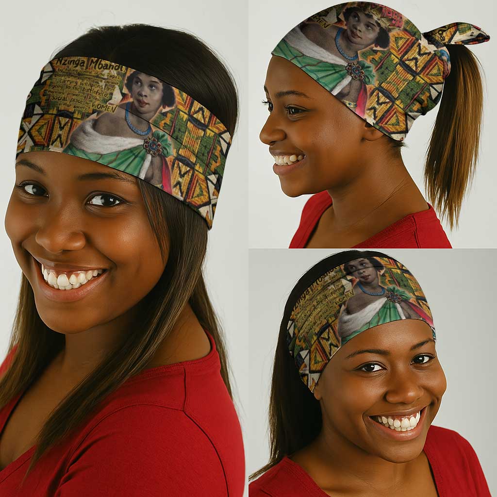 Queen Nzinga Neck Gaiter Mbandi Traditional Regal Portrait Empowerment Quote African Female Leadership - African Pride