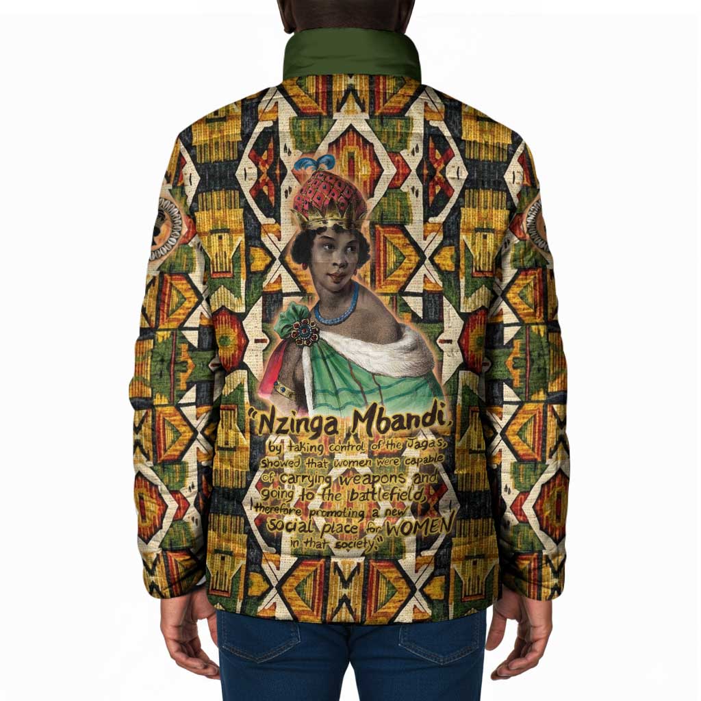 Queen Nzinga Padded Jacket Mbandi Traditional Regal Portrait Empowerment Quote African Female Leadership - African Pride