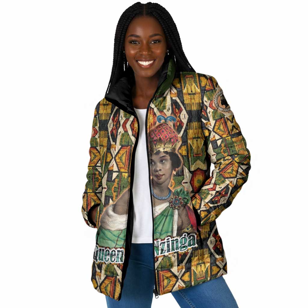 Queen Nzinga Padded Jacket Mbandi Traditional Regal Portrait Empowerment Quote African Female Leadership - African Pride