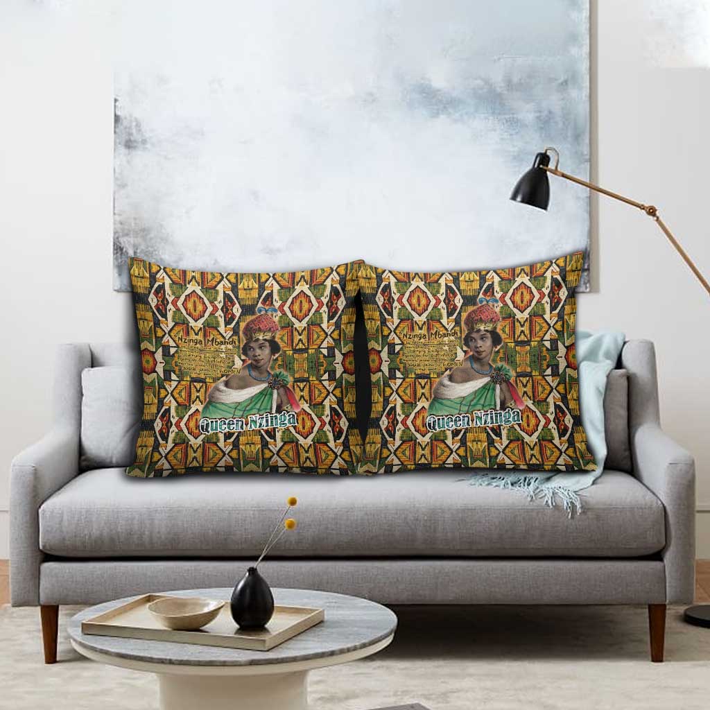 Queen Nzinga Pillow Cover Mbandi Traditional Regal Portrait Empowerment Quote African Female Leadership - African Pride