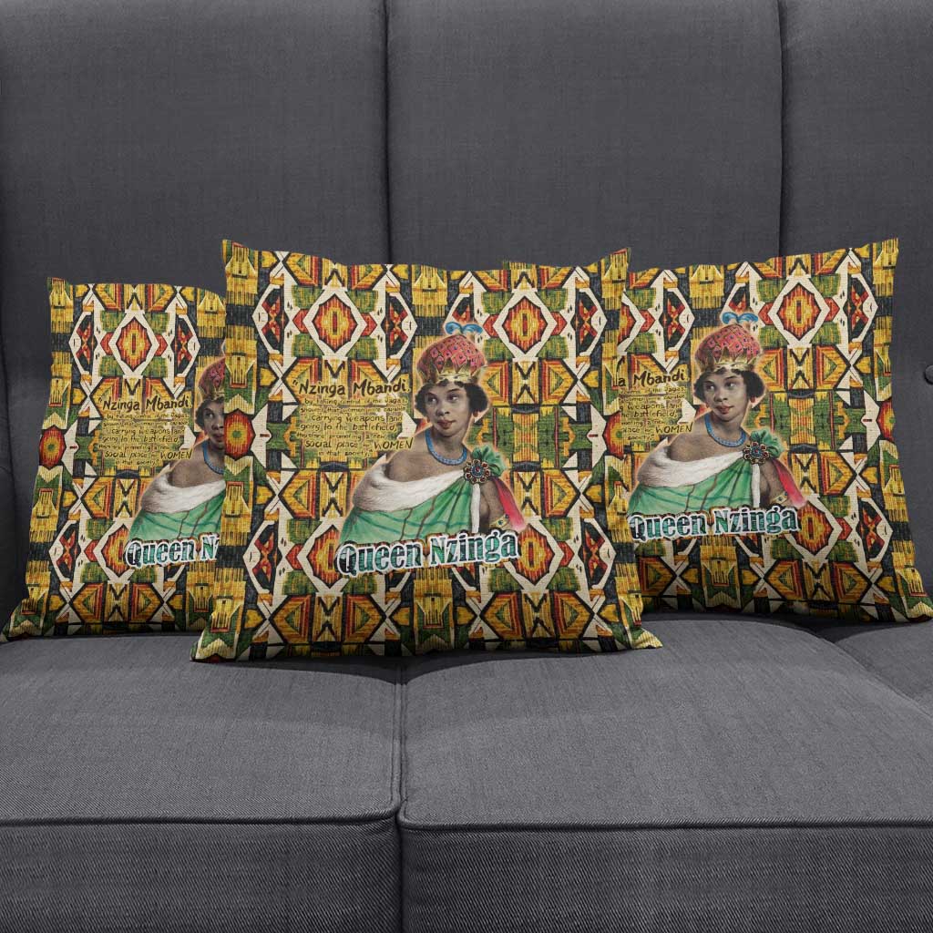 Queen Nzinga Pillow Cover Mbandi Traditional Regal Portrait Empowerment Quote African Female Leadership - African Pride