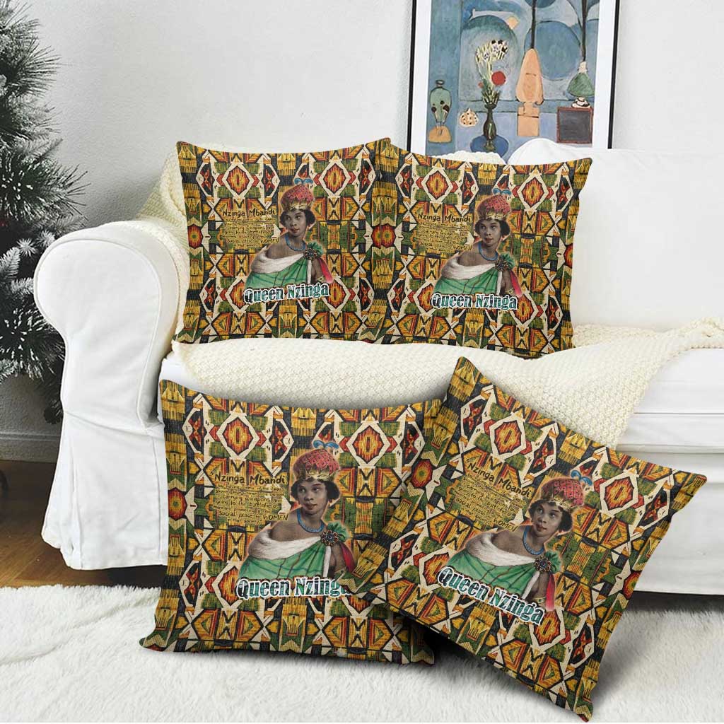 Queen Nzinga Pillow Cover Mbandi Traditional Regal Portrait Empowerment Quote African Female Leadership - African Pride