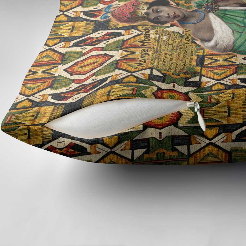 Queen Nzinga Pillow Cover Mbandi Traditional Regal Portrait Empowerment Quote African Female Leadership - African Pride
