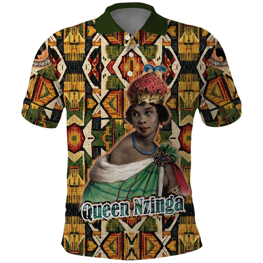Queen Nzinga Polo Shirt Mbandi Traditional Regal Portrait Empowerment Quote African Female Leadership - African Pride