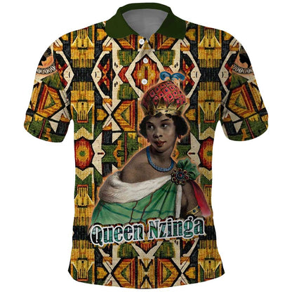 Queen Nzinga Polo Shirt Mbandi Traditional Regal Portrait Empowerment Quote African Female Leadership - African Pride