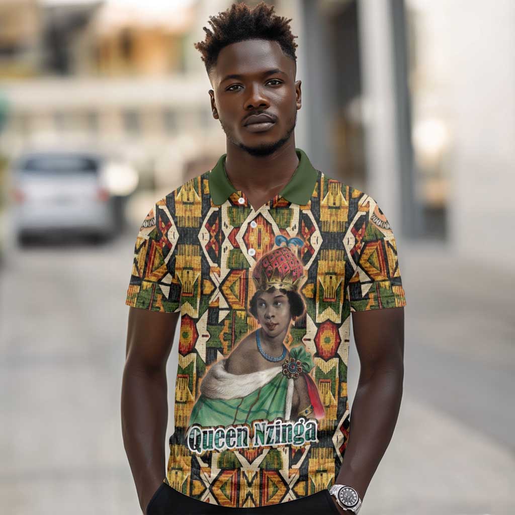 Queen Nzinga Polo Shirt Mbandi Traditional Regal Portrait Empowerment Quote African Female Leadership - African Pride