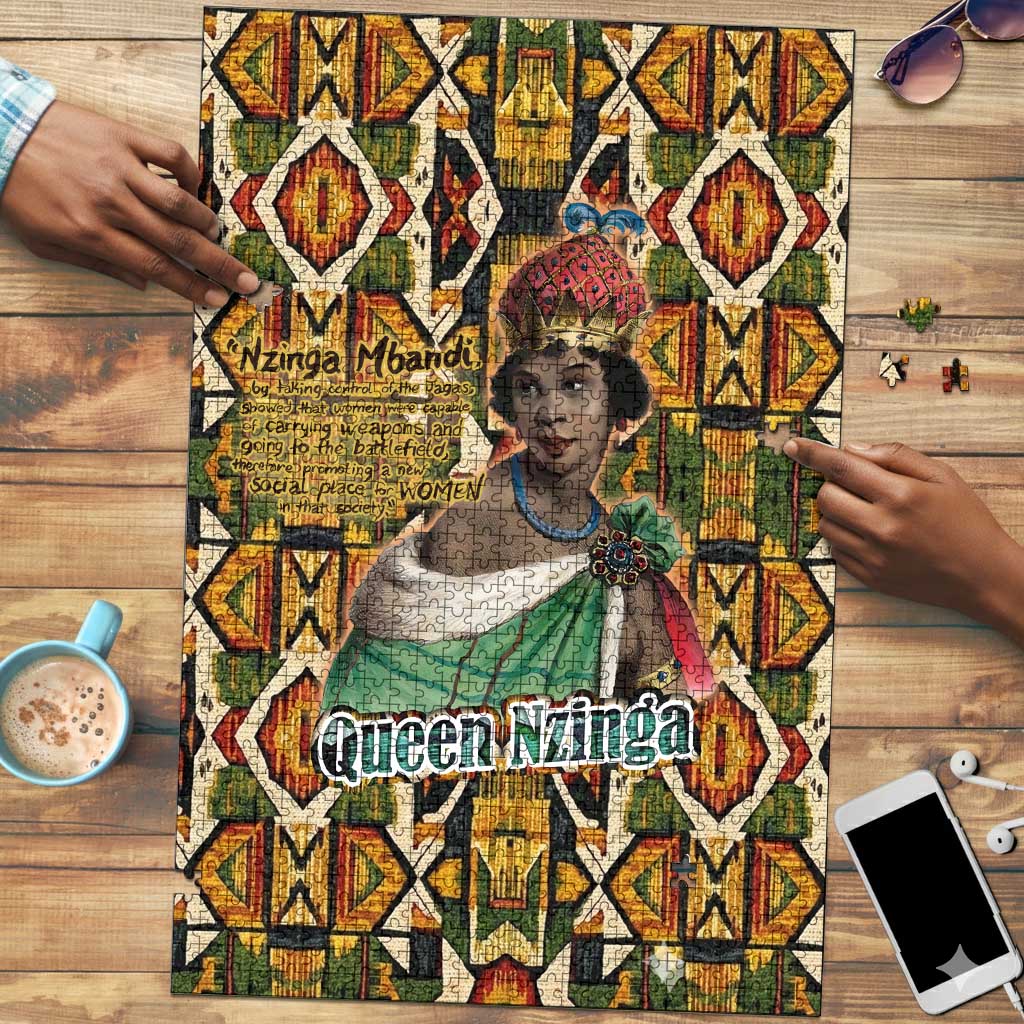 Queen Nzinga Puzzle Mbandi Traditional Regal Portrait Empowerment Quote African Female Leadership - African Pride