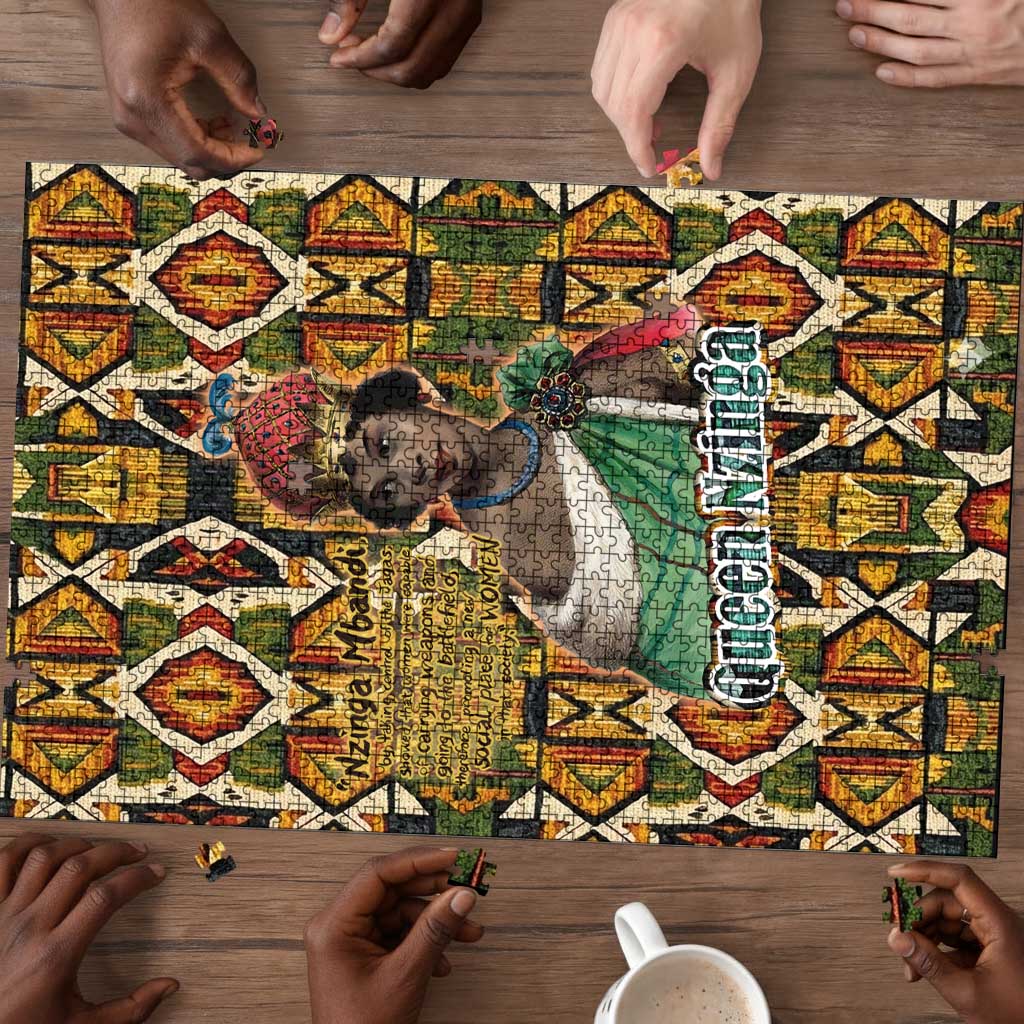 Queen Nzinga Puzzle Mbandi Traditional Regal Portrait Empowerment Quote African Female Leadership - African Pride