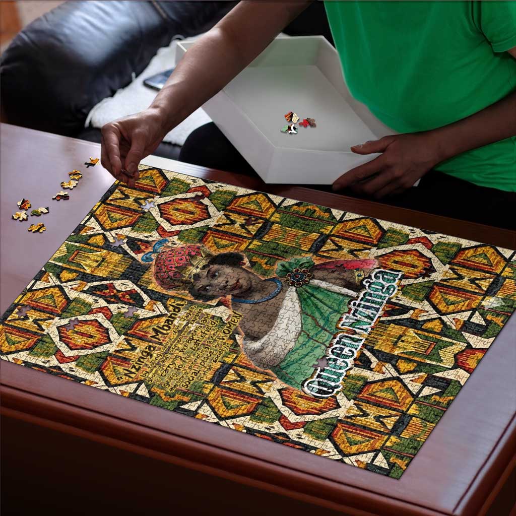 Queen Nzinga Puzzle Mbandi Traditional Regal Portrait Empowerment Quote African Female Leadership - African Pride