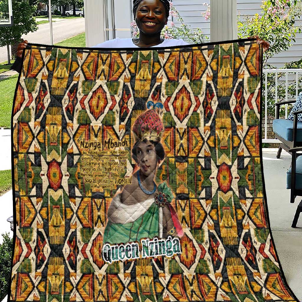 Queen Nzinga Quilt Mbandi Traditional Regal Portrait Empowerment Quote African Female Leadership - African Pride