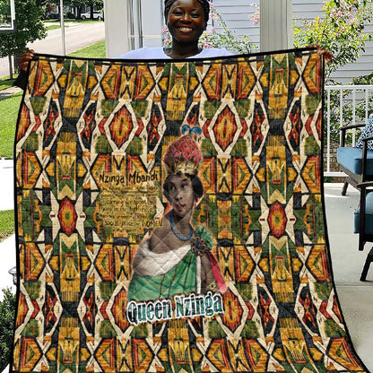Queen Nzinga Quilt Mbandi Traditional Regal Portrait Empowerment Quote African Female Leadership - African Pride