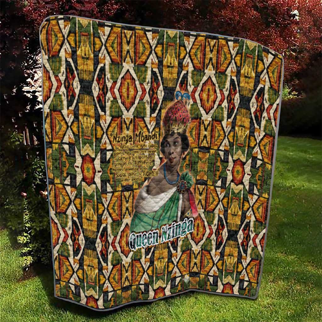 Queen Nzinga Quilt Mbandi Traditional Regal Portrait Empowerment Quote African Female Leadership - African Pride