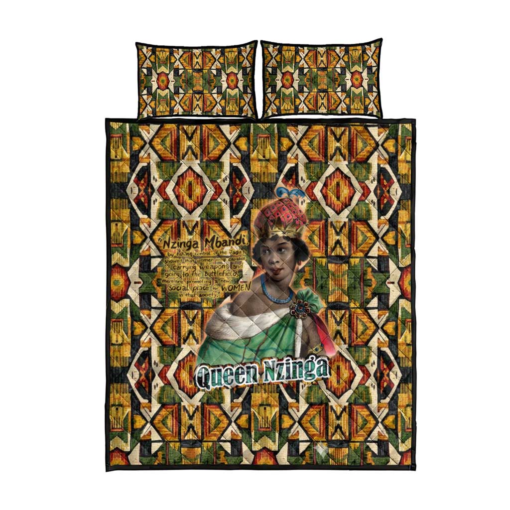 Queen Nzinga Quilt Bed Set Mbandi Traditional Regal Portrait Empowerment Quote African Female Leadership - African Pride