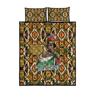 Queen Nzinga Quilt Bed Set Mbandi Traditional Regal Portrait Empowerment Quote African Female Leadership - African Pride