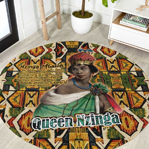 Queen Nzinga Round Carpet Mbandi Traditional Regal Portrait Empowerment Quote African Female Leadership - African Pride