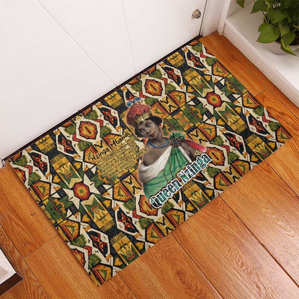 Queen Nzinga Rubber Doormat Mbandi Traditional Regal Portrait Empowerment Quote African Female Leadership - African Pride