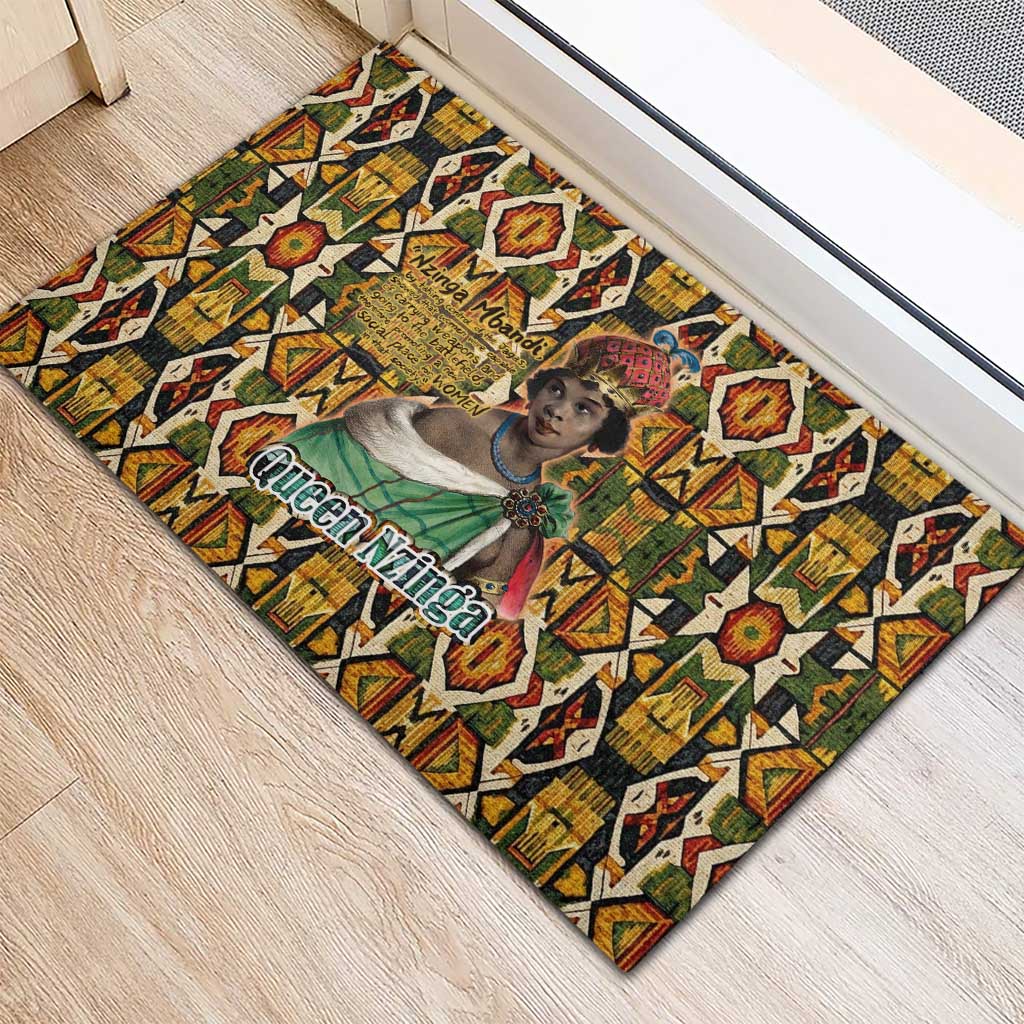 Queen Nzinga Rubber Doormat Mbandi Traditional Regal Portrait Empowerment Quote African Female Leadership - African Pride
