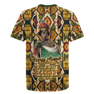 Queen Nzinga Rugby Jersey Mbandi Traditional Regal Portrait Empowerment Quote African Female Leadership - African Pride