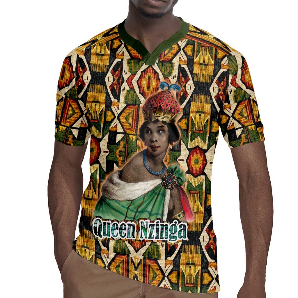 Queen Nzinga Rugby Jersey Mbandi Traditional Regal Portrait Empowerment Quote African Female Leadership - African Pride