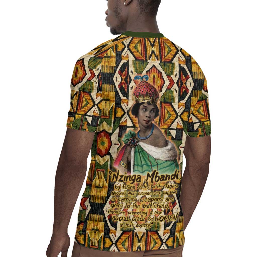 Queen Nzinga Rugby Jersey Mbandi Traditional Regal Portrait Empowerment Quote African Female Leadership - African Pride